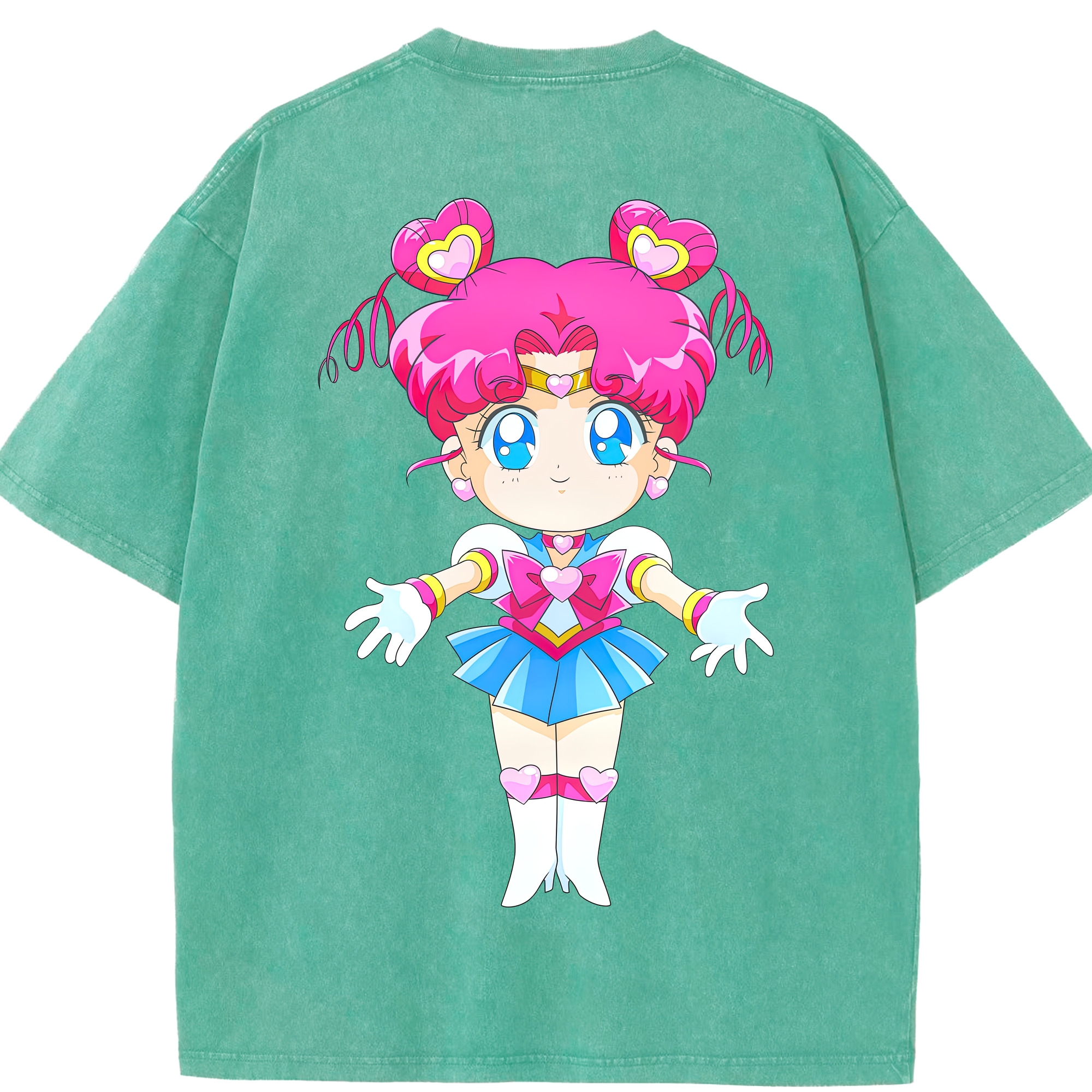 （画像用） 美少女戦士セーラームーン ちびうさ Sailor Moon Chibiusa Tsukino Usagi Small Lady Serenity 綿100% ヴィンテージ風 半袖Tシャツ（背面プリント）